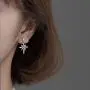 CZ Light Star Drop Dangle Earings for Women Teen Girls Sterling Silver Cubic Zirconia Hypoallergenic Nickel Free Crystal Hollow Stars Dangling Stud Dainty Jewelry for Valentine Anniversary Gift