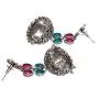 Crunchy Fashion Bollywood Jewellery Traditional Ethnic Bridal Bride Wedding Bridesmaid Oxidised Silver Pink- Green Indian Jhumka Jhumki Earrings Jewelry For Women