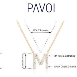 PAVOI 14K Yellow Gold Plated Cubic Zirconia Initial Necklace | Letter Necklaces for Women