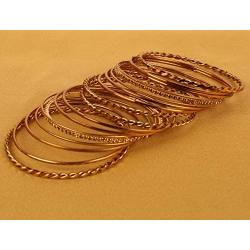 Touchstone ''Golden Bangle Collection Indian Bollywood Clear Rhinestone and Zigzag Designer Jewelry Bangle Bracelets. Set of 18 in Antique Gold Tone for Women.