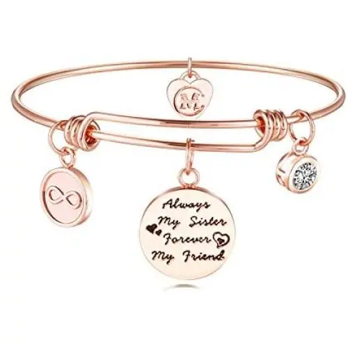 Sister Friend Expandable Charm Inspirational Bangle Bracelets Always My Sister Forever My Friend Sister Friend Expandable Charm Inspirational Bangle Bracelets Always My Sister Forever My Friend