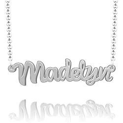 LoEnMe Jewelry Madelyn Name Necklace of Silver Plated Custom Made Sterling Silver Personalized Gift for Women Girls Couple