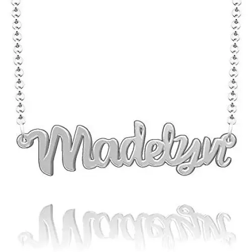 LoEnMe Jewelry Madelyn Name Necklace of Silver Plated Custom Made Sterling Silver Personalized Gift for Women Girls Couple LoEnMe Jewelry Madelyn Name Necklace of Silver Plated Custom Made Sterling Silver Personalized Gift for Women Girls Couple