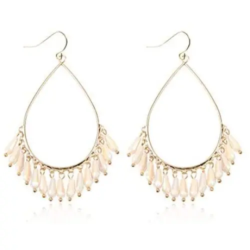 Bohemian Bead Fringe Dangle Chandelier Statement Earrings - Lightweight Coin Charm Tassel Banjara Kuchi Gypsy Filigree Hoops Bohemian Bead Fringe Dangle Chandelier Statement Earrings - Lightweight Coin Charm Tassel Banjara Kuchi Gypsy Filigree Hoops