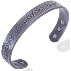 Earth Therapy - Stylish Masculine Pewter Copper Magnetic Bracelet for Arthritis and Joint Pain Management