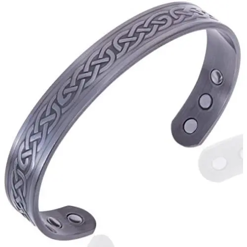Earth Therapy - Stylish Masculine Pewter Copper Magnetic Bracelet for Arthritis and Joint Pain Management