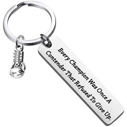 BEKECH Boxing Star Quote Boxing Keychain Every Champion was Once A Contender That Refused to Give Up Boxing Gloves Keychain Fitness Jewelry Gift for Boxing Lovers Althetes