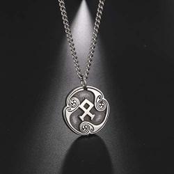 LUSSO Rune Amulet Charms Necklace Norse Viking Runes Collection Charms Pendant Talisman Futhark Jewelry for Women Men