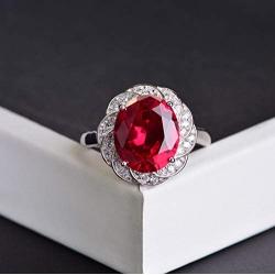 Alexs Wish List Lab Created Ruby Halo Ring in 14K White Gold Plated Adjustable Size