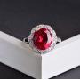 Alexs Wish List Lab Created Ruby Halo Ring in 14K White Gold Plated Adjustable Size