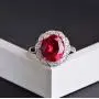 Alexs Wish List Lab Created Ruby Halo Ring in 14K White Gold Plated Adjustable Size