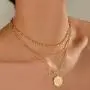 LANE WOODS Layered 18k Gold Plated Necklaces for Women - Multilayer Coin Medallion Pendant Necklace Adjustable Layering Choker Necklaces Chain Set for Women Girls Jewelry