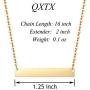 QHTX Gold Bar Necklace Stainless Steel Gold Plated Adjustable Chain with Pendant for Women Girls Simple Delicate Handmade Personalized Jewelry（16+2 Inch）…