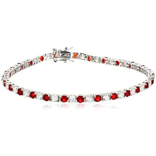 .925 Sterling Silver Alternating AAA Cubic Zirconia Tennis Bracelet, 7.5'' .925 Sterling Silver Alternating AAA Cubic Zirconia Tennis Bracelet, 7.5''