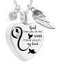 Heart Urn Necklace for Ash with Angel Wing Charm Pendant With 12 Birthstones Cremation Jewelry for Ashes -God Has You in His Arm...