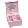 Girls Luxury Pink Music Jewelry Box with Ballerina and Little Girls Sterling Silver Heart Necklace