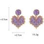 D.Rosse Chic Gold Red Crystal Love Heart Shaped Stud Earrings Charm Shining Purple Rhinestone Leaf Dangle Drop Earrings Valentines Day Jewelry Gifts For Women Girls