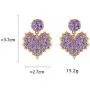 D.Rosse Chic Gold Red Crystal Love Heart Shaped Stud Earrings Charm Shining Purple Rhinestone Leaf Dangle Drop Earrings Valentines Day Jewelry Gifts For Women Girls