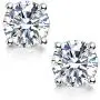 Moissanite Stud Earrings, 0.6ct-2ct DF Color Brilliant Round Cut Lab Created Diamond Earrings 18K White Gold Plated Brass Friction Back for Women Men