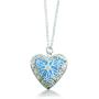 Heart Locket Glowing Necklace Silver Plated Bronze Pendant Jewelry Royal Blue 18 Inches