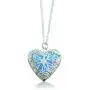 Heart Locket Glowing Necklace Silver Plated Bronze Pendant Jewelry Royal Blue 18 Inches Heart Locket Glowing Necklace Silver Plated Bronze Pendant Jewelry Royal Blue 18 Inches