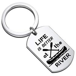 PENQI Rowing Jewelry Rowing Crew Coach Gifts Water Lifeguard Gift Life is Better at The River Keychain Boating Enthusiast Jewelry Gift for Rowers and Crew Fans