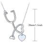 TRISHULA 925 Sterling Silver Stethoscope Pendant Opal Jewelry Nurse Themed Necklace for Women