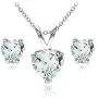 Sterling Silver Genuine, Created, or Simulated Gemstone Heart Solitaire Necklace and Stud Earrings Set Sterling Silver Genuine, Created, or Simulated Gemstone Heart Solitaire Necklace and Stud Earrings Set