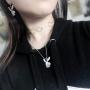 jewelry world Playboy Bunny Necklace, 24'' Rolo Chain in Pure 304 Stainless, with Antiqued Zinc Alloy Play Boy Rabbit Charm Pendant