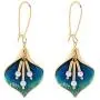Gold Plated Enameled Green Calla Lily Flower Dangle Earrings with Extra French Hook Gold Plated Enameled Green Calla Lily Flower Dangle Earrings with Extra French Hook