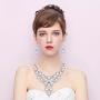 BriLove Womens Wedding Bridal Crystal Multi Teardrop-Shape Flower Enamel Statement Necklace Dangle Earrings Set