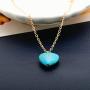 Jovono Blue Turquoise Pendant Necklaces Dainty Necklace Chain Jewelry for Women and Girls (Silver)