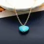 Jovono Blue Turquoise Pendant Necklaces Dainty Necklace Chain Jewelry for Women and Girls (Silver)