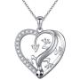 S925 Sterling Silver Heart Love Jewelry Pendant Necklace for Women Mom Girl