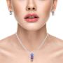 Multicolor AAA CZ Necklace & Earrings Jewelry Set Trendy Cubic Zirconia Omega Clip Earring Cable Chain