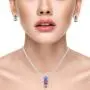 Multicolor AAA CZ Necklace & Earrings Jewelry Set Trendy Cubic Zirconia Omega Clip Earring Cable Chain