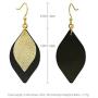 missaqua Leather Earrings Layered Metallic Genuine Leather Leaf Dangle Drop Earrings for Women