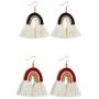 2 Pairs Colorful Layered Tassel Earrings Rainbow Fashion Bohemian 3 Tier Fringe Statement Dangle Drop Earrings Dainty handmade Braid Earring Set for Women Girls Jewelry