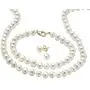 14K Yellow Gold over Sterling Silver Round Genuine Cultured Freshwater Pearl 3 Piece Pearl Set, 18 inches