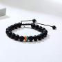 Nanafast 8mm Beaded 2Pcs Couple Rainbow LGBTQ Pride Bracelets for Gay & Lesbian White Turquoise/Lava Rock/Matte Agate LGBT Pride Braided Bracelet Jewelry Gift Adjustable