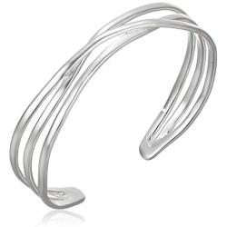 Lucky Brand Jewelry Simple Twisted Cuff Bracelet, Silver (JWEL5594), One Size