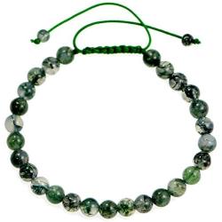 Beads Hub Natural Moss Agate Round Smooth Beads 6 mm Adjustable Bracelet TB-46 for Girls,Man,Woman,Friend,Gift,Boys,FriendshipBand