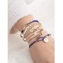 Chuangdi 4 Jewelry Set Layered Beaded Bracelet Adjustable Charm Pendent Stack Bracelets Wrap Bangle for Women Girl (Style 1)