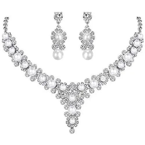 SCWADEY Bridal Jewelry Set Austrian Crystal Necklace and Dangle Earrings Fit for Wedding Dress Elegant Gift for Bridesmaid Party Birthday Prom Sets Box Packaging SCWADEY Bridal Jewelry Set Austrian Crystal Necklace and Dangle Earrings Fit for Wedding Dress Elegant Gift for Bridesmaid Party Birthday Prom Sets Box Packaging
