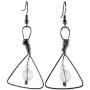 SUNYIK Triangle Dangle Drop Earrings for Women, Handmade Wire Wrapped Healing Crystal Stone Beads Jewelry