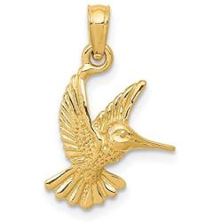 14K Gold Flying Hummingbird Charm Bird Jewelry