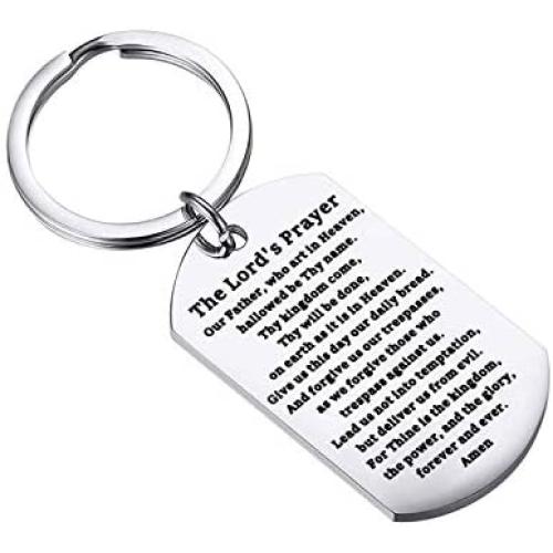 Gzrlyf The Lords Prayer Keychain Our Father who Art in Heaven Matthew 6:9-13 Religious Gifts