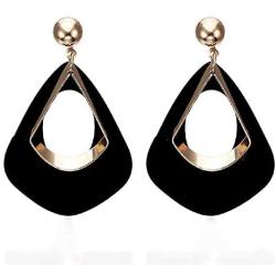 KAFU Wood Earrings Natural Wooden Teardrop Earrings Geometric Lightweight Drop Dangle Earrings for Women and Girls Ethnic Wood Drop Earrings Stainless Steel Stud