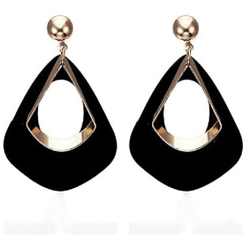 KAFU Wood Earrings Natural Wooden Teardrop Earrings Geometric Lightweight Drop Dangle Earrings for Women and Girls Ethnic Wood Drop Earrings Stainless Steel Stud