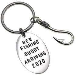 Pregnancy Announcement for Grandparents Grandpa New Fishing Buddy Arriving 2021 2020 Fishing Buddy Keychain Gift for Dad